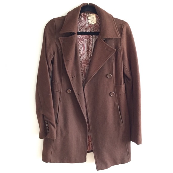 Tulle Wool Double Breasted Pea Coat - Picture 1 of 5